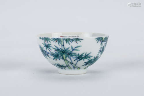 Chinese Doucai porcelain cup, Yongzheng mark.