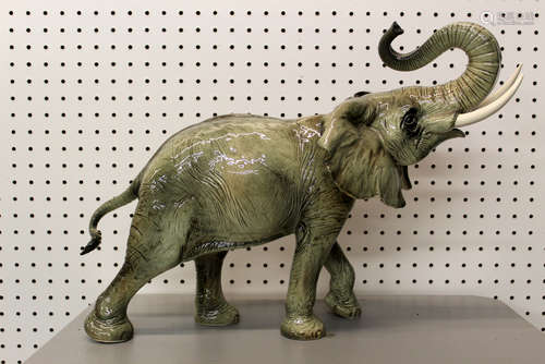 Antique Huge Vintage Goebel German Porcelain Elephant Safari  Figure.