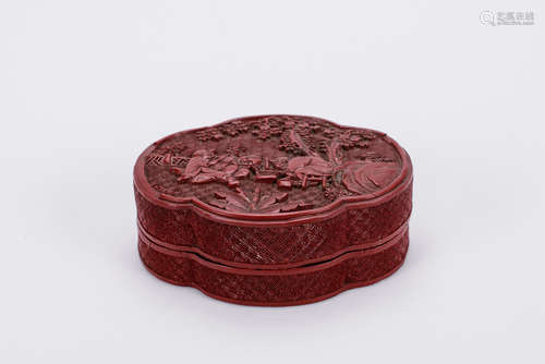 Chinese carved cinnabar box.