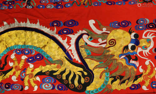 Chinese embroidery piece for opera show, double dragon