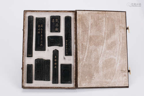 Ten Chinese ink sticks in a box.