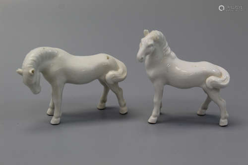 Chinese blanc de chine porcelain horses.