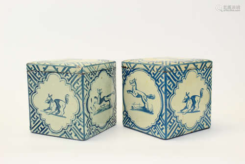 Two Chinese enameled tea caddies.