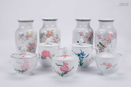 Nine Chinese famille rose porcelains.