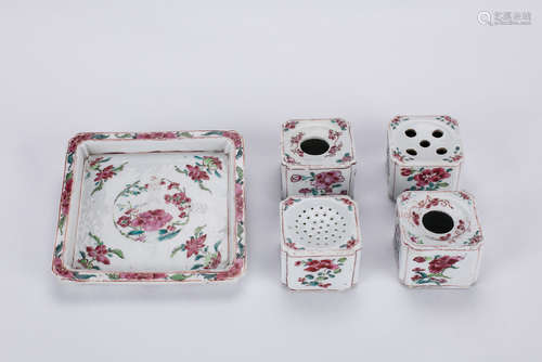 Five Chinese famille rose porcelains.