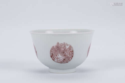 Chinese underglaze red porcelain bowl, Kangxi mark.