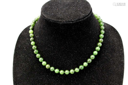 Chinese jade bead necklace.