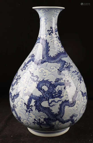 A BLUE & WHITE OKHO SPRING VASE