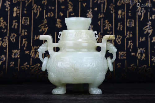 1949-1966, A TAOTIE DESIGN HETIAN JADE THREE-FOOT CENSER