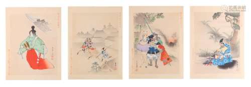 A SET OF TWELVE PRINTS. Meiji period. Yosai Rekish