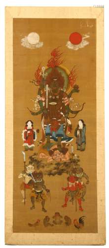 A BUDDHIST PAINTING OF KOSHIN BELIEF. Edo period.