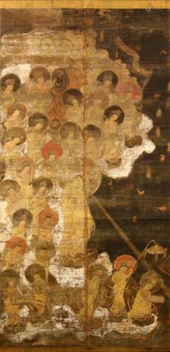 A BUDDHIST PAINTING OF ‘DESCENT OF AMIDA’