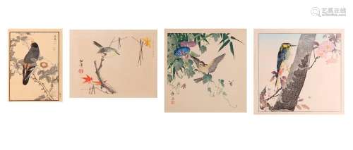 FOUR WOODBLOCK PRINTS. 20th Century. Square format