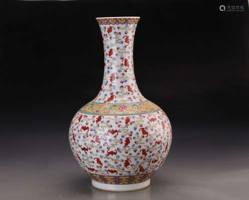 A FAMILLE ROSE BOTTLE VASE, XUANTONG MARK