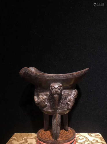 A CHENXIANG CARVED HIGH-STEM CUP