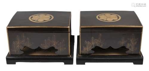 A pair of Japanese lacquered rectangular boxes
