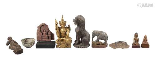 Five Thai wood carvings