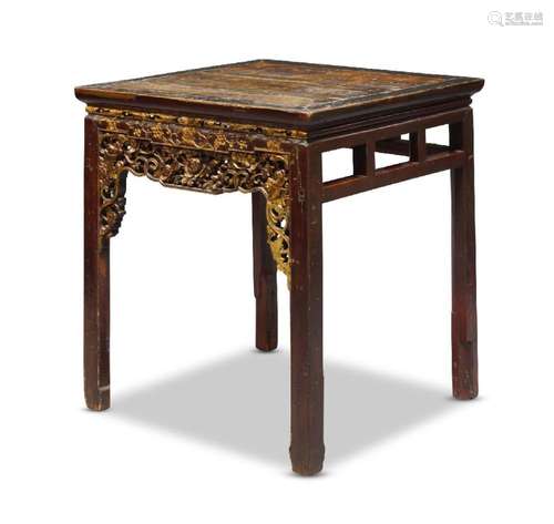 A Chinese red lacquer square table