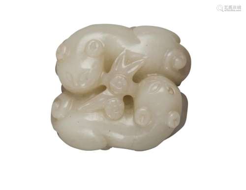 A Chinese green hardstone figure group