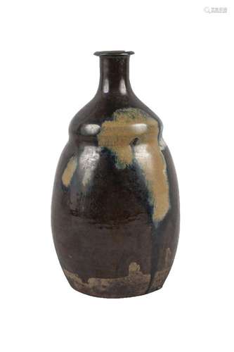 A Japanese stoneware sake bottle