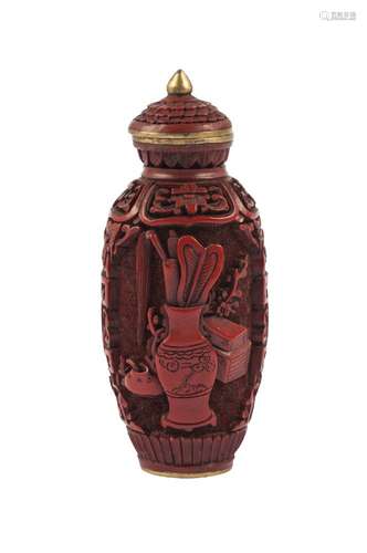 A Chinese cinnabar lacquer snuff bottle