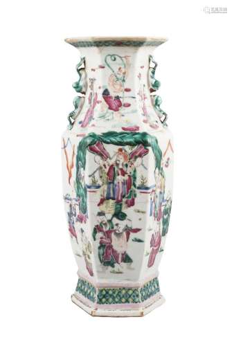 A Chinese porcelain hexagonal vase