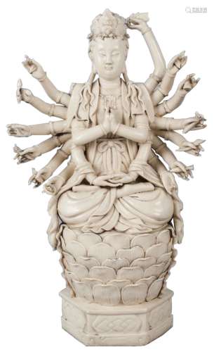 A Chinese Dehua porcelain figure of multi-armed Guanyin