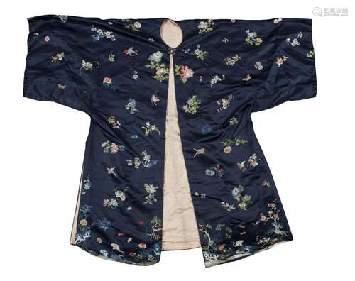 A Chinese silk blue ground robe