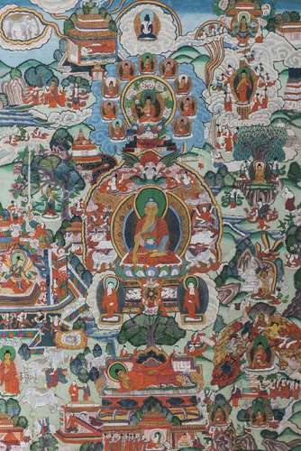 A Tibetan painted thangka