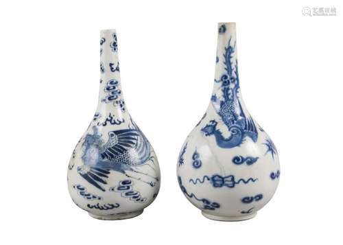 Two similar Chinese bottle vases