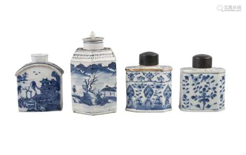 Four Chinese porcelain tea canisters