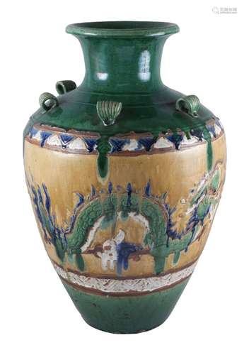 A large Chinese Ming style sancai glazed vase