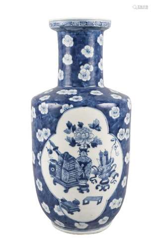 A large Chinese porcelain rouleau vase