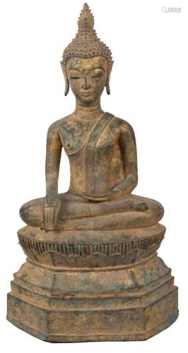 A Thai pacel gilt brone figure of Shakyamuni Buddha