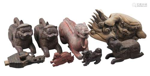 A collection of Eastern wood carvings