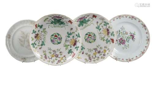 Four Chinese porcelain plates