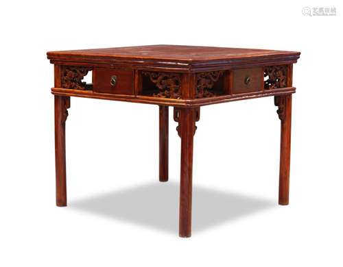 A Chinese red stained hardwood square table