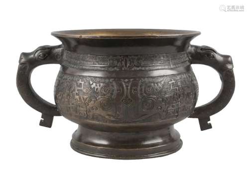 Chinese bronze archaistic censer