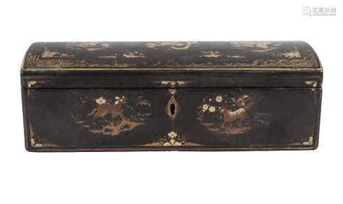 A Chinese sandlewood and lacquered rectangular box