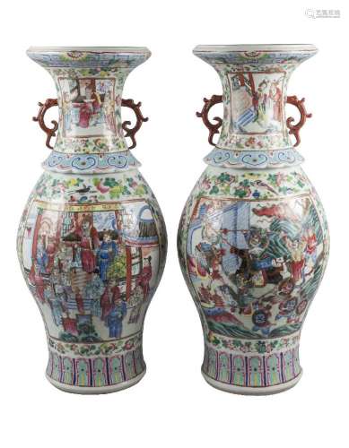 A pair of large Chinese porcelain baluster vases
