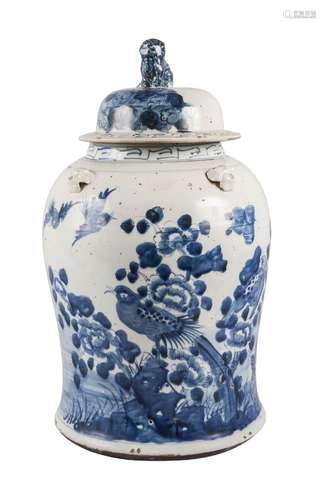 A large Chinese porcelain temple jar and cover