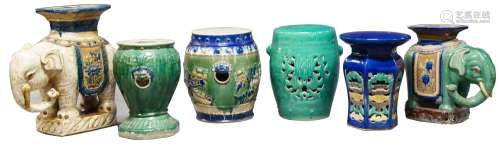 Six Oriental pottery garden seats