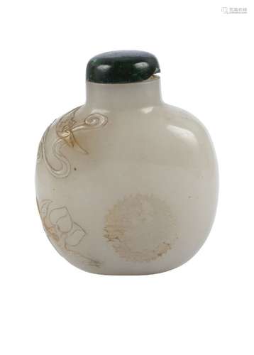 A Chinese pale green jade snuff bottle