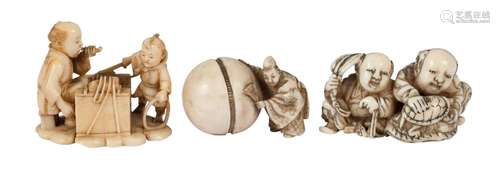 Three Japanese ivory netsuke