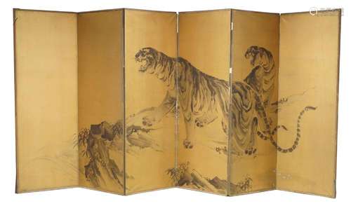 A Japanese six-section five-fold screen