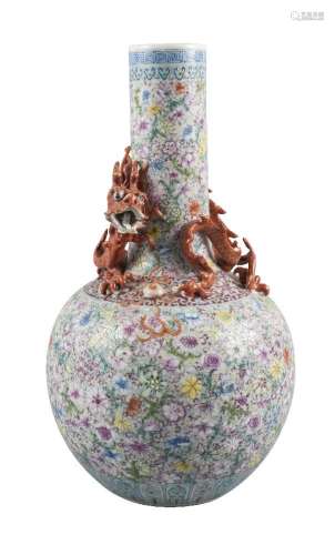 A Chinese porcelain 'millefleurs' bottle vase