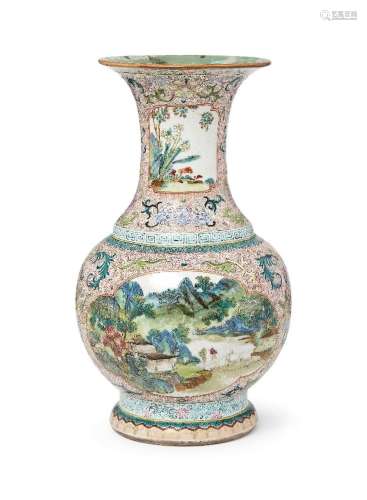 A Chinese porcelain famille rose bottle vase
