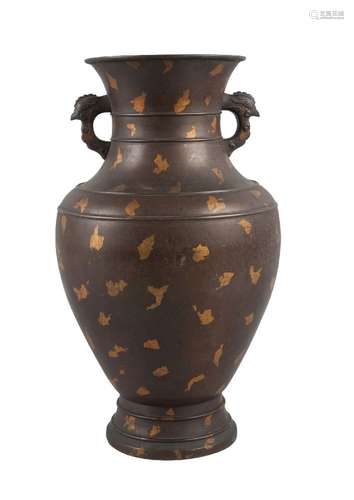 A large Chinese bronze gilt splash baluster vase