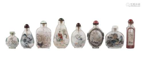 Eight various Chinese inside painted snuff bottles