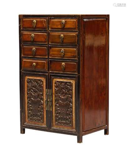 A Chinese softwood small cabinet